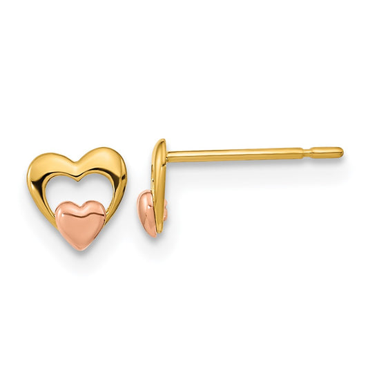 14K Yellow & Rose Gold Madi K Children's Heart Post Earrings