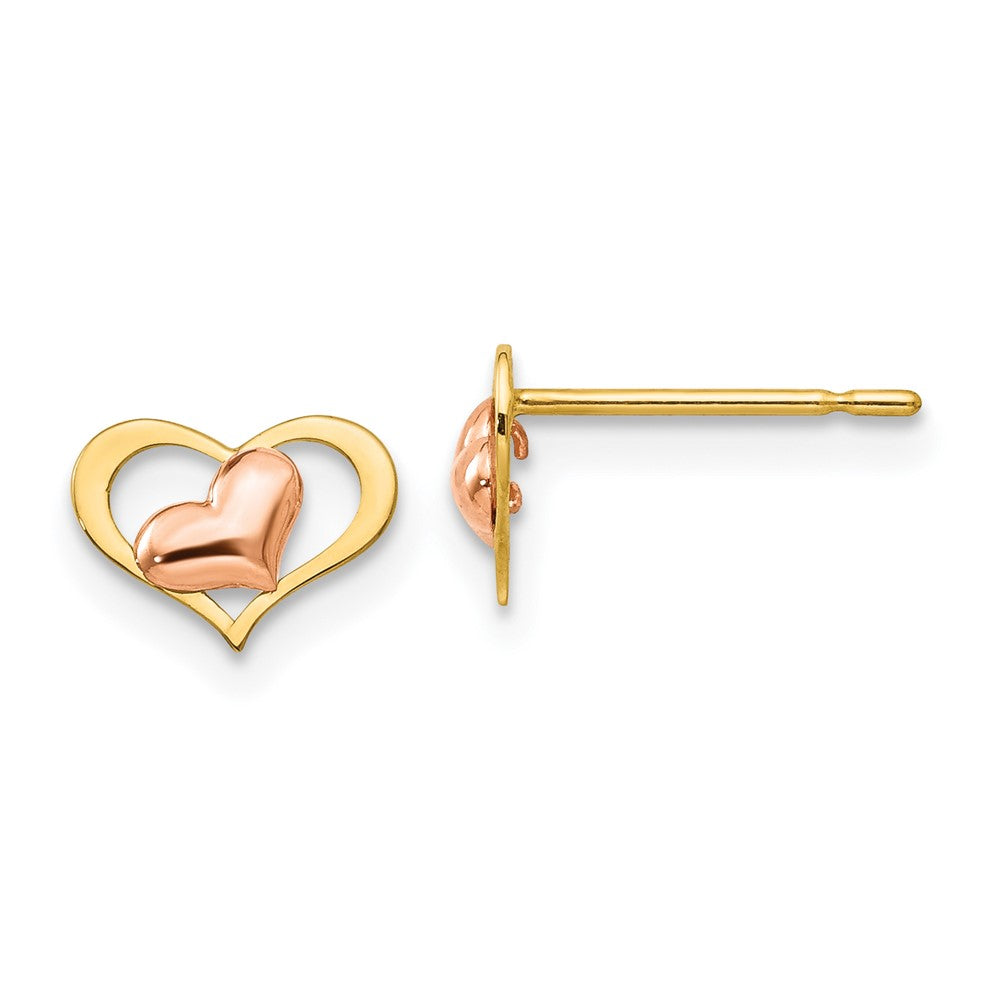 14K Yellow & Rose Gold Madi K Children's Heart Post Earrings