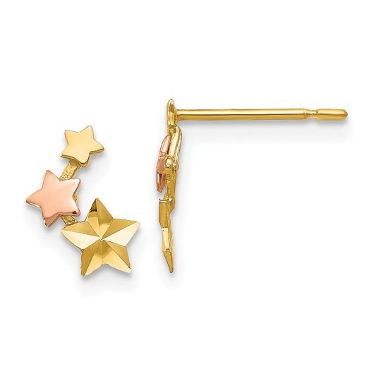 14K Yellow & Rose Gold Madi K Diamond-cut Children's Star Post Earrings