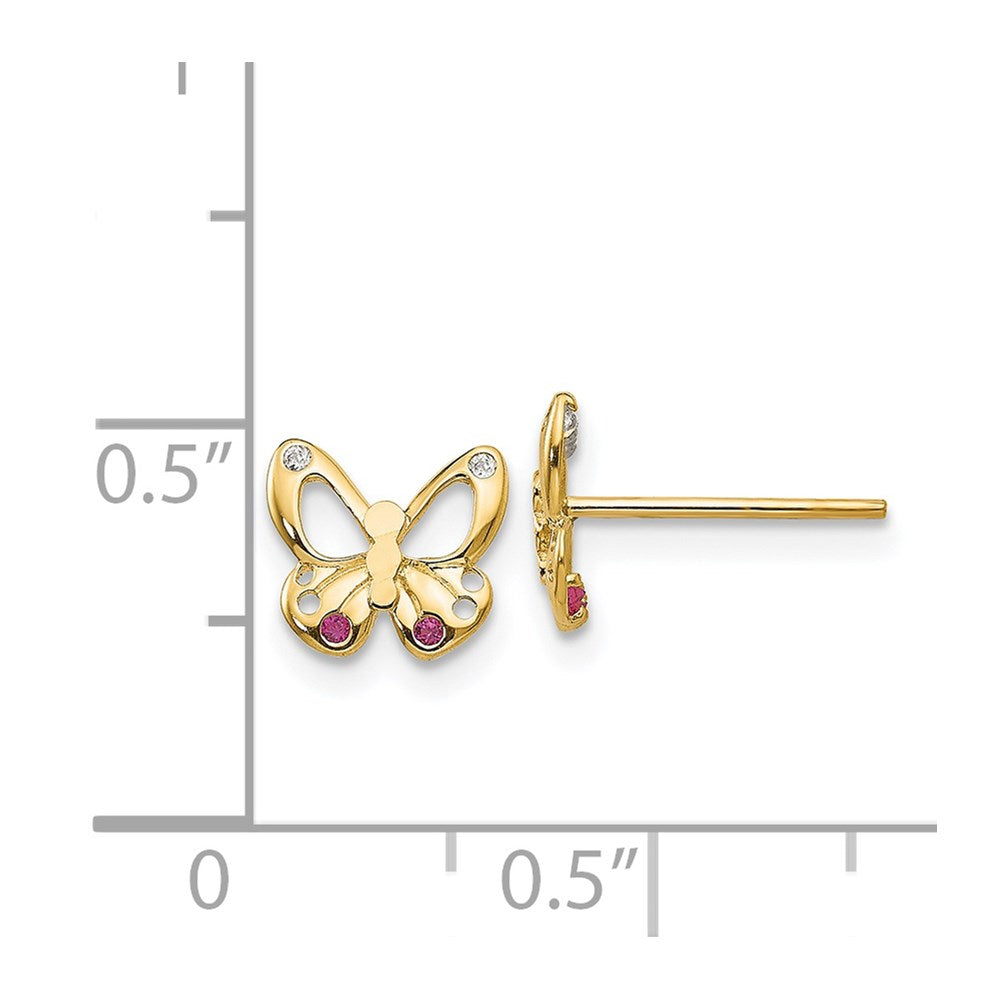 14K Yellow Gold Madi K CZ Children's Butterfly Post Earrings