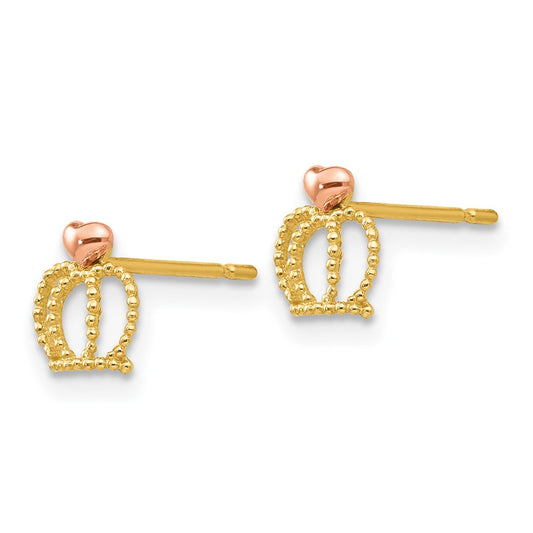 14K Yellow & Rose Gold Madi K Gold Children's Crown Post Earrings