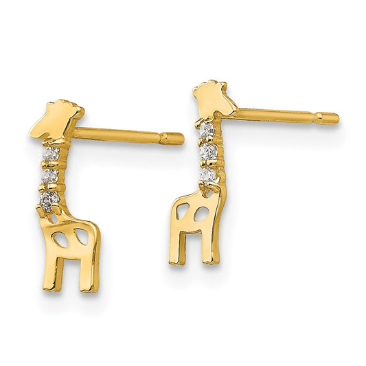 14K Yellow Gold Madi K CZ Giraffe Post Earrings