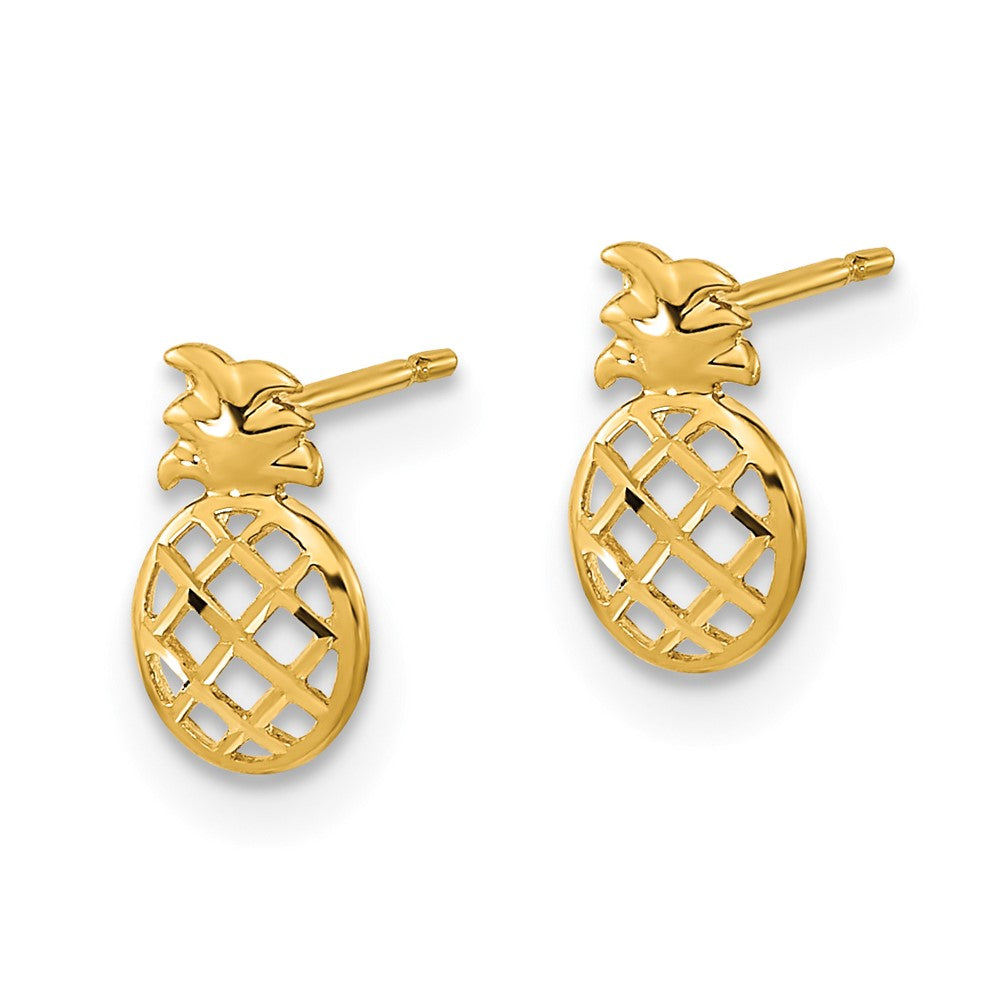 14K Yellow Gold Madi K Diamond-cut Children's Pineapple Post Earrings