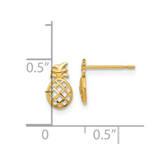 14K Yellow Gold Madi K Diamond-cut Children's Pineapple Post Earrings