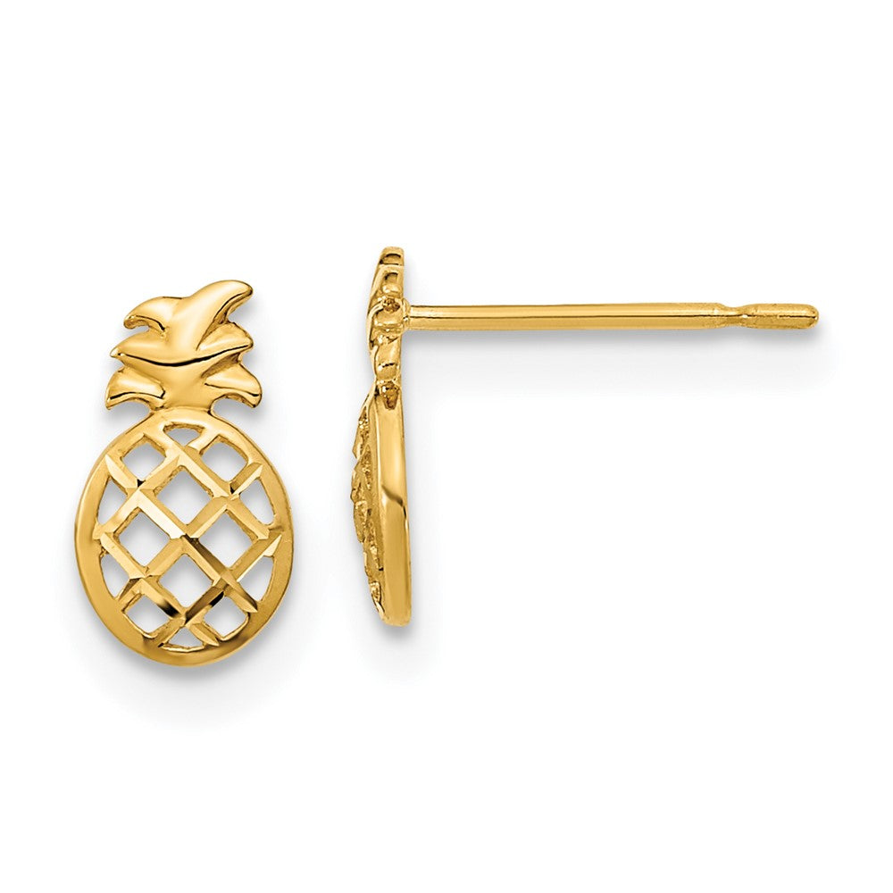 14K Yellow Gold Madi K Diamond-cut Children's Pineapple Post Earrings