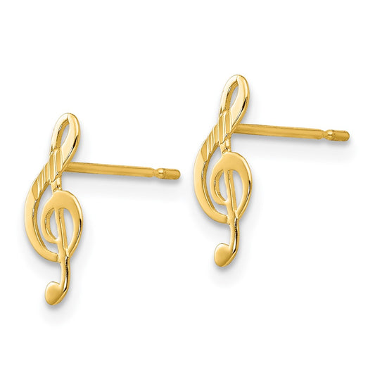 14K Yellow Gold Madi K Diamond-cut Music Note Post Earrings