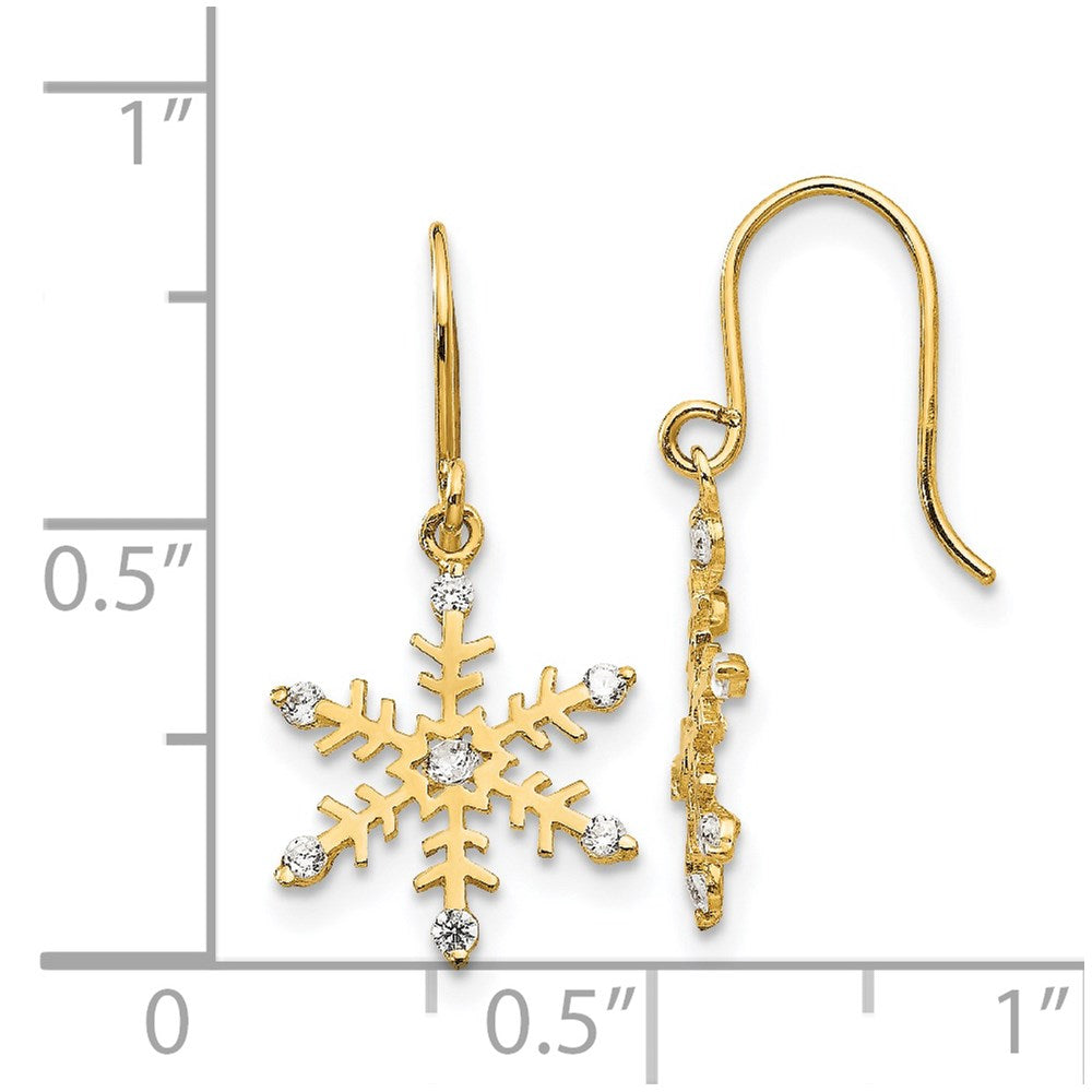 14K Yellow Gold Madi K CZ Children's Snowflake Dangle Earrings