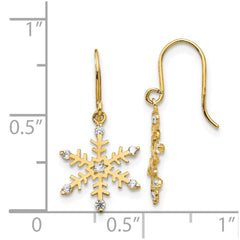 14K Yellow Gold Madi K CZ Children's Snowflake Dangle Earrings