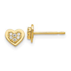 14K Yellow Gold Madi K CZ Children's Heart Post Earrings