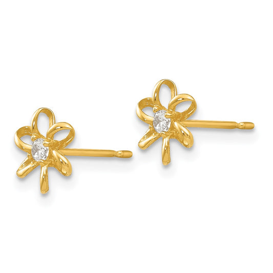 14K Yellow Gold Madi K CZ Children's Flower Post Earrings