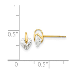 14K Yellow Gold Madi K CZ Children's Heart Post Earrings