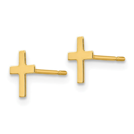 14K Yellow Gold Madi K Children's Cross Post Earrings