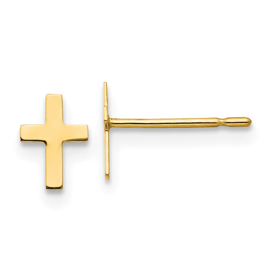 14K Yellow Gold Madi K Children's Cross Post Earrings