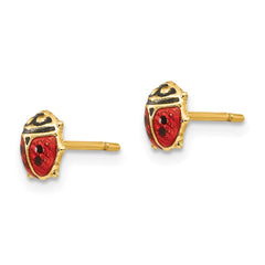 14K Yellow Gold Madi K Enamel Ladybug Post Earrings