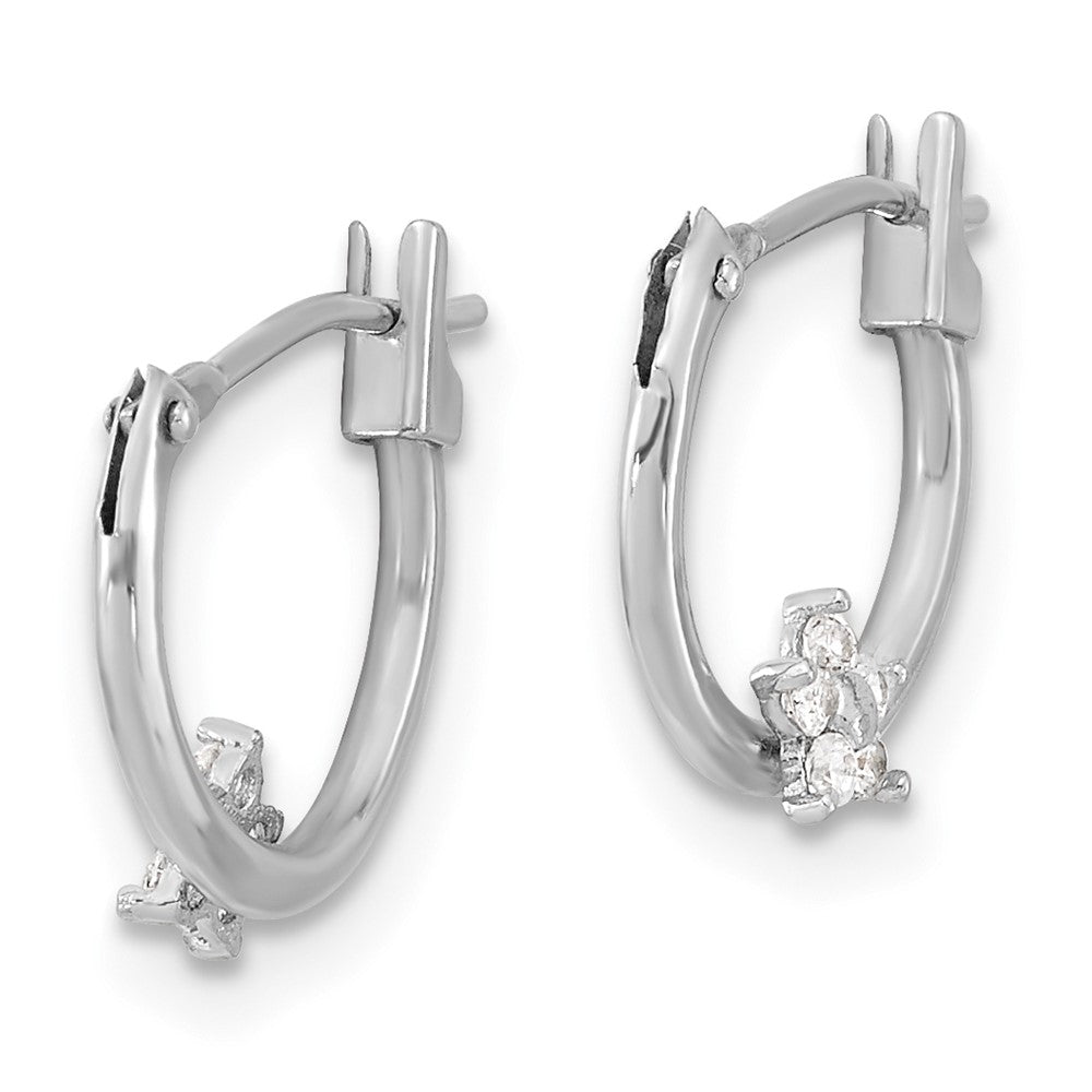 14K White Gold Madi K Polished CZ Star Hoop Earrings