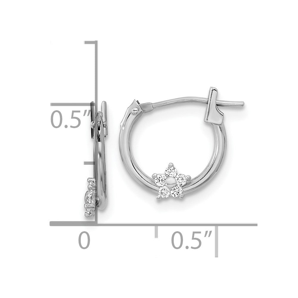 14K White Gold Madi K Polished CZ Star Hoop Earrings