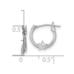 14K White Gold Madi K Polished CZ Star Hoop Earrings