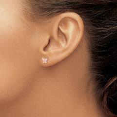 14K Yellow Gold Madi K Kids Pink CZ Butterfly Post Earrings