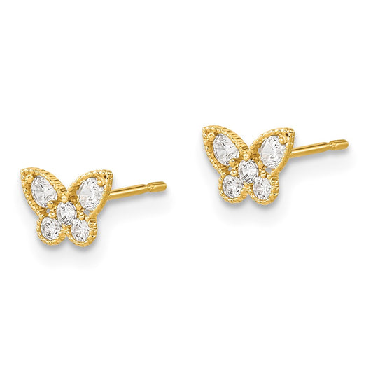 14K Yellow Gold Madi K Kids CZ Butterfly Post Earrings