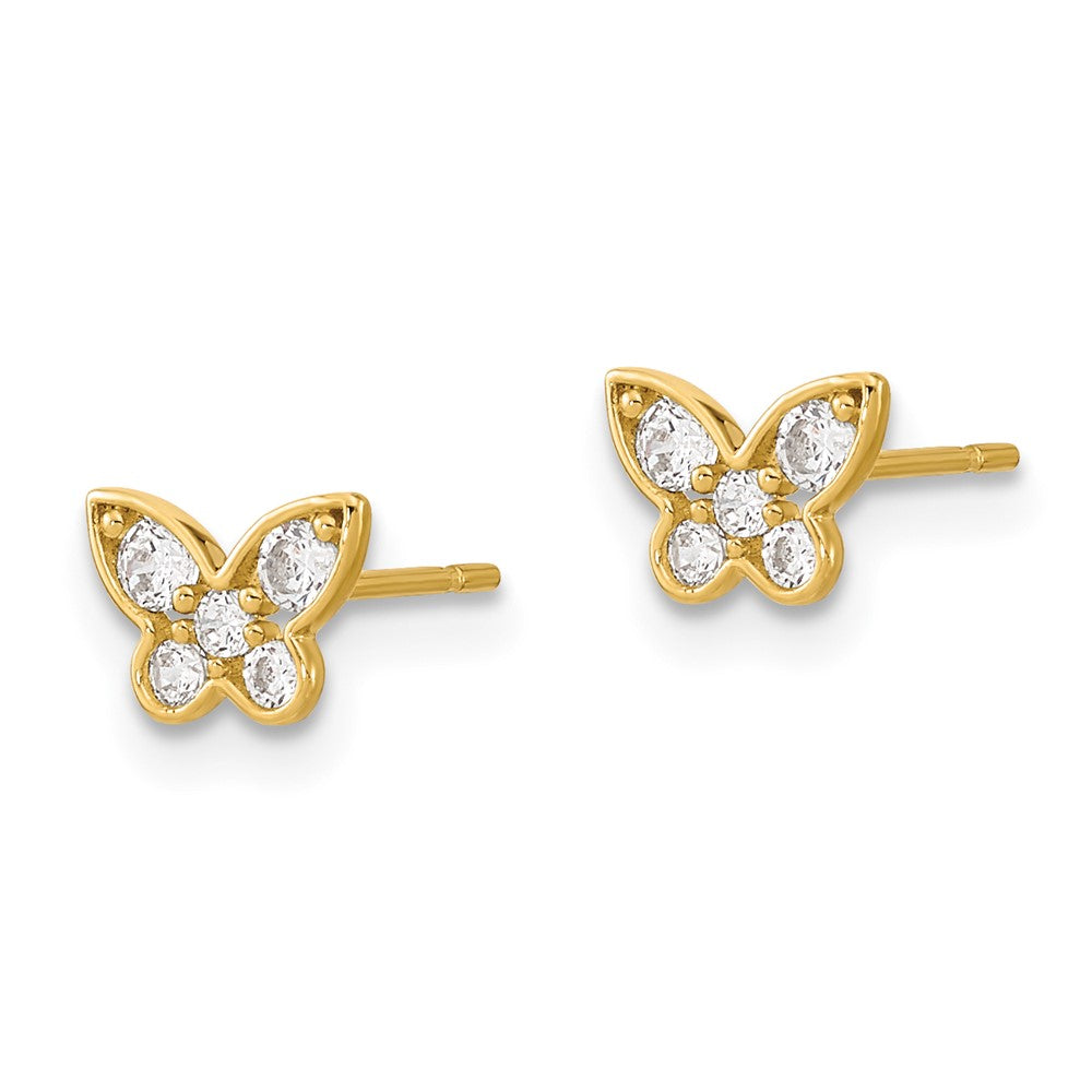 14K Yellow Gold Madi K Madi K Kids CZ Butterfly Post Earrings