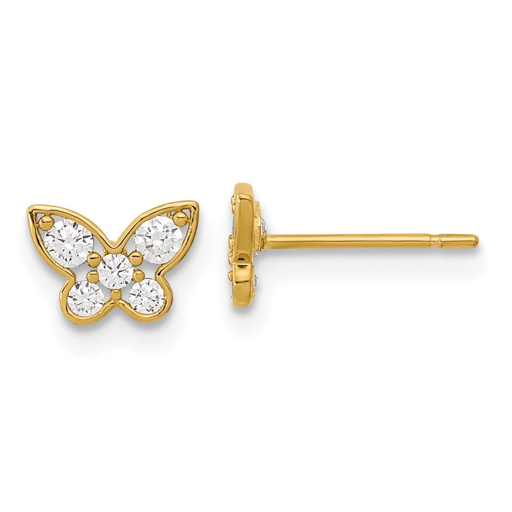 14K Yellow Gold Madi K Madi K Kids CZ Butterfly Post Earrings