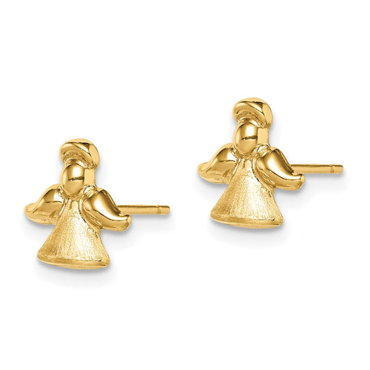 14K Yellow Gold Madi K Satin & Polished Angel Post Earrings