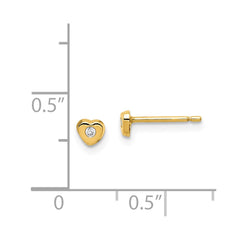 14K Yellow Gold Madi K CZ Heart Post Earrings