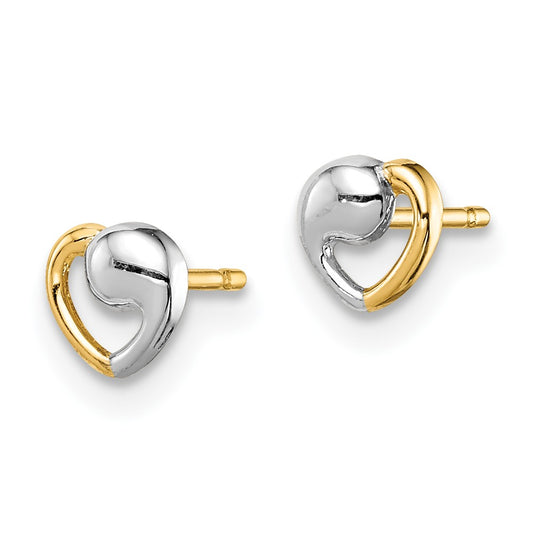 14K Two-Tone Gold Madi K Heart Post Earrings