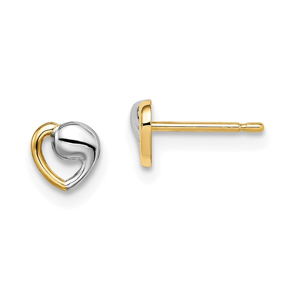 14K Two-Tone Gold Madi K Heart Post Earrings