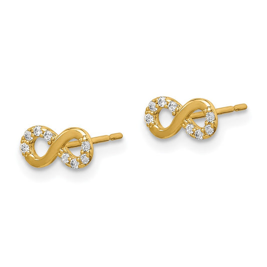 14K Yellow Gold Madi K CZ Infinity Symbol Post Earrings