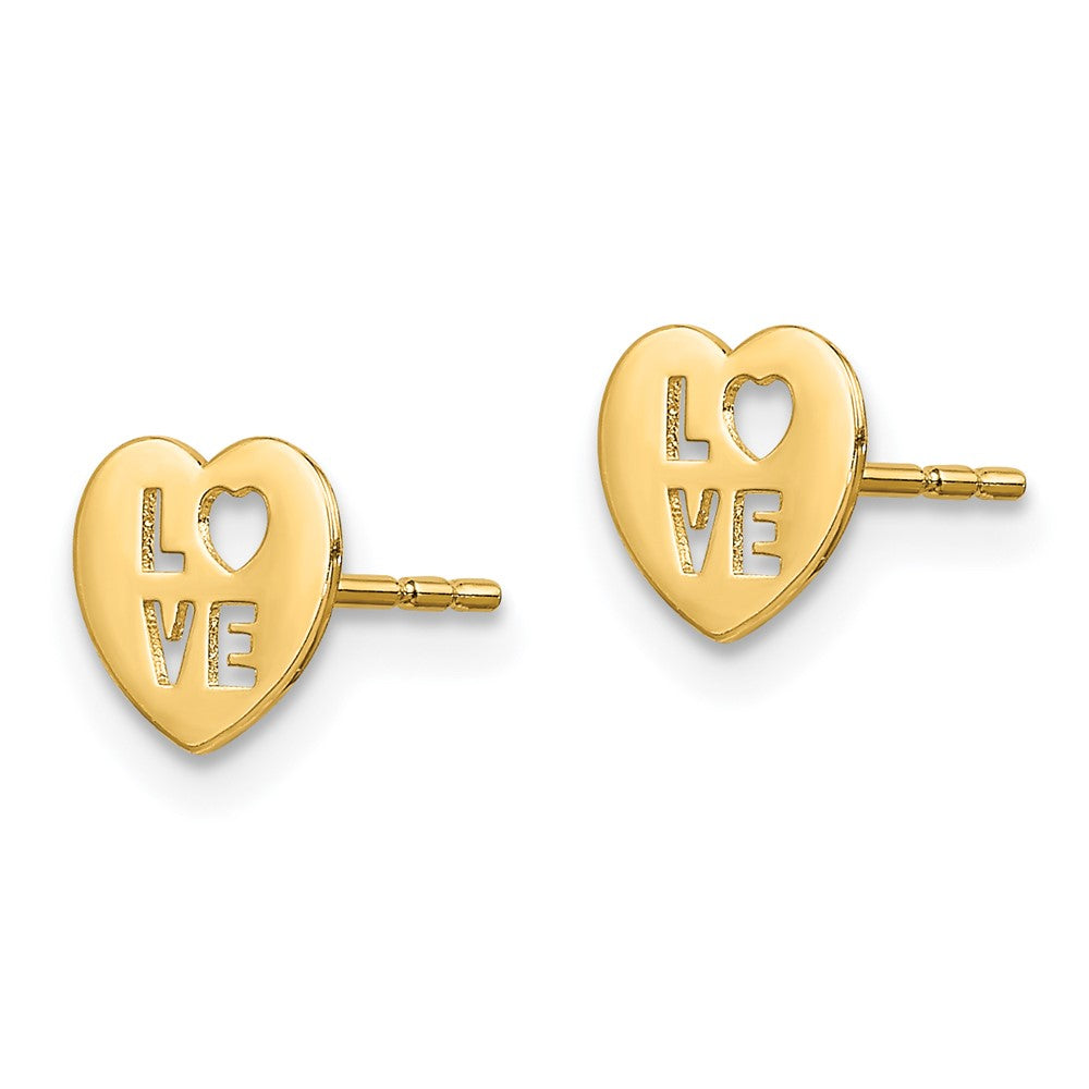 14K Yellow Gold Madi K Love Heart Post Earrings