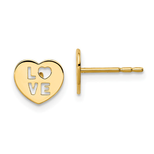 14K Yellow Gold Madi K Love Heart Post Earrings