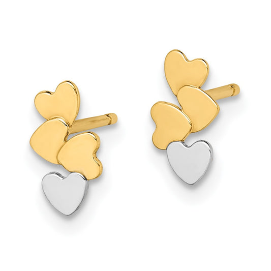 14K Two-Tone Gold Madi K Hearts Post Earrings