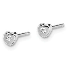 14K White Gold Madi K CZ Heart Post Earrings