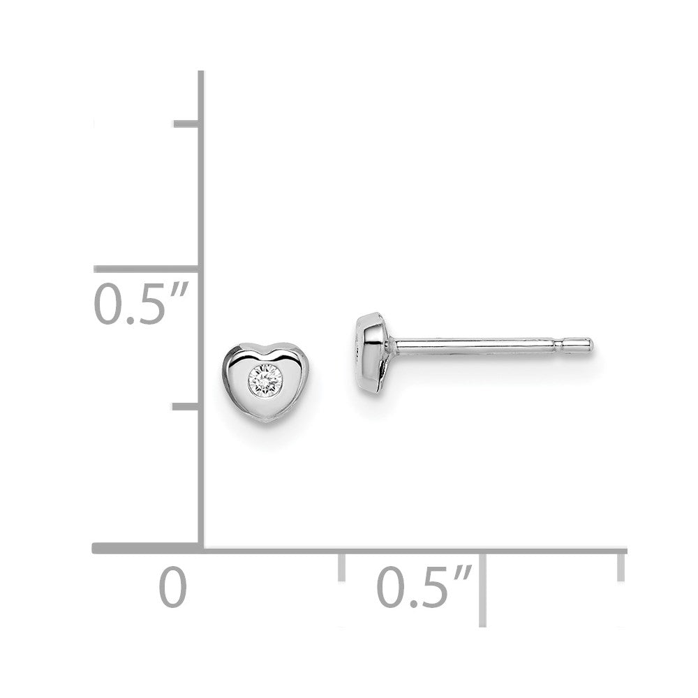 14K White Gold Madi K CZ Heart Post Earrings