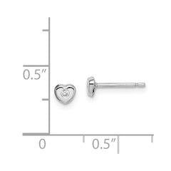 14K White Gold Madi K CZ Heart Post Earrings