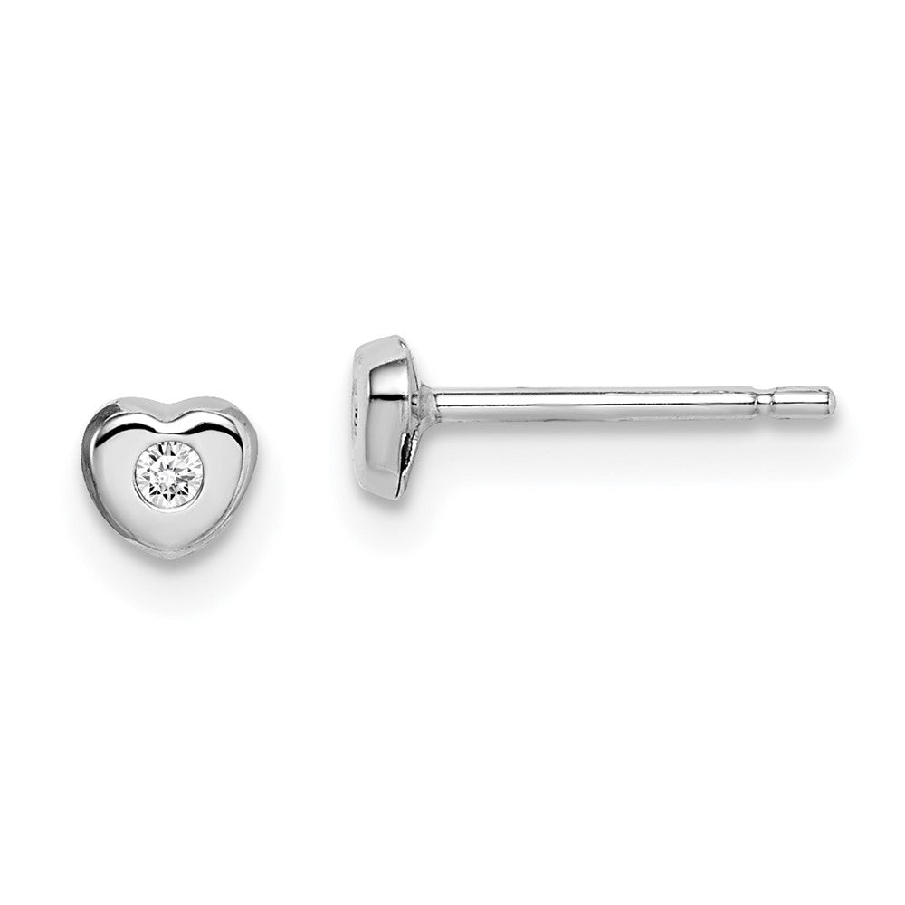 14K White Gold Madi K CZ Heart Post Earrings