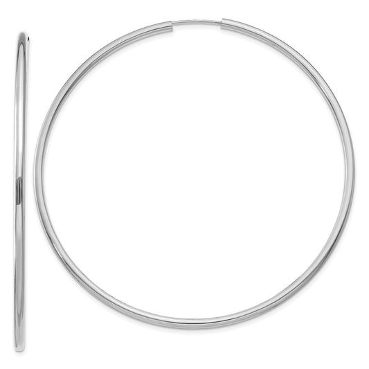 14K White Gold 2mm Polished Endless Hoop Earrings