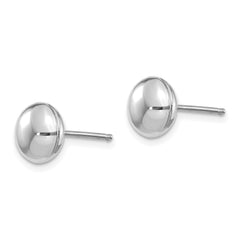 14K White Gold Polished 8mm Button Post Earrings