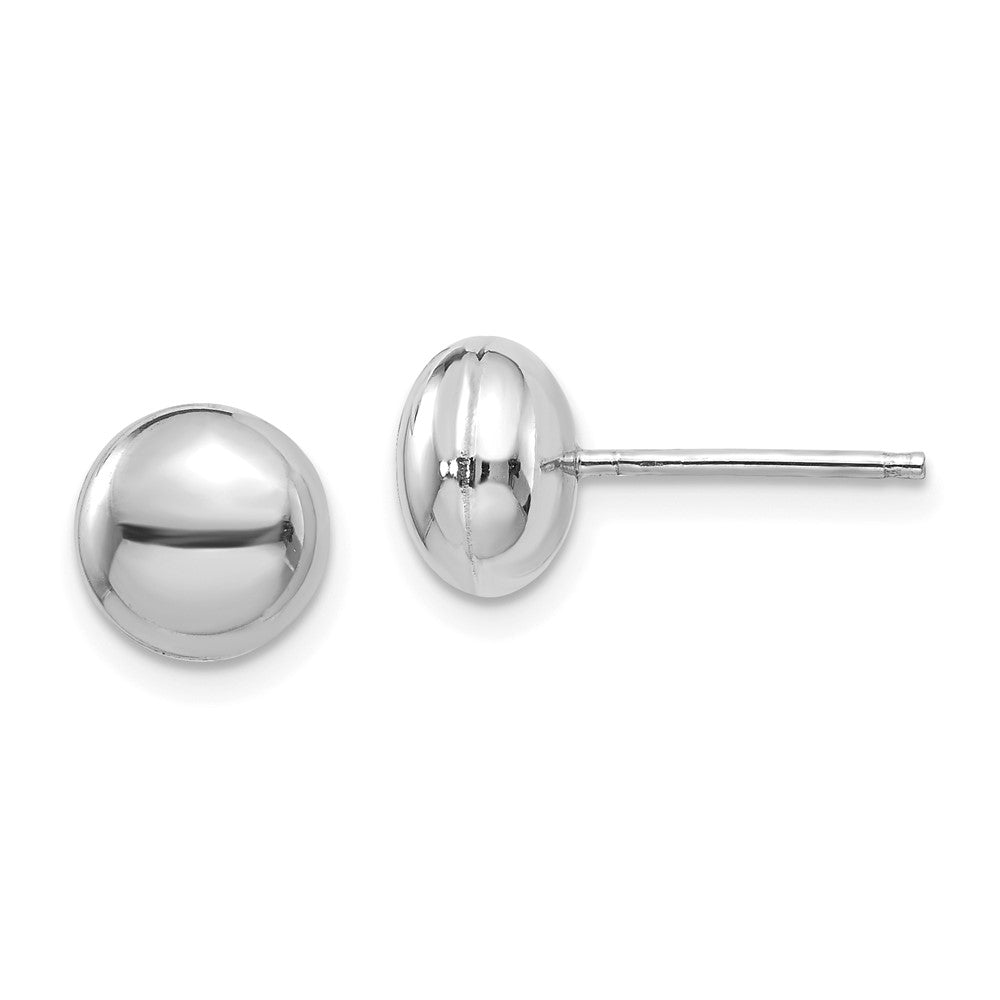 14K White Gold Polished 8mm Button Post Earrings