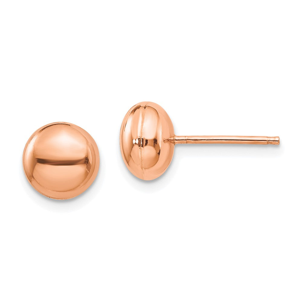 14K Rose Gold Polished 8mm Button Post Earrings