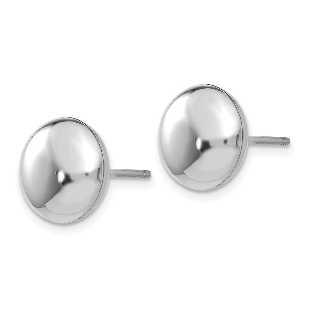 14K White Gold Polished 10.5mm Button Post Earrings