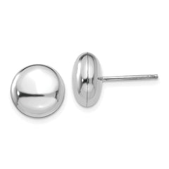 14K White Gold Polished 10.5mm Button Post Earrings