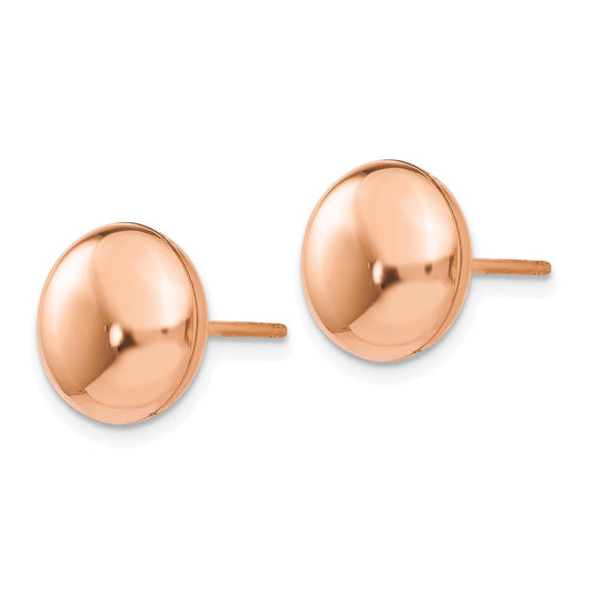 14K Rose Gold Polished 10.5mm Button Post Earrings