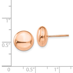 14K Rose Gold Polished 10.5mm Button Post Earrings