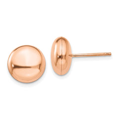 14K Rose Gold Polished 10.5mm Button Post Earrings