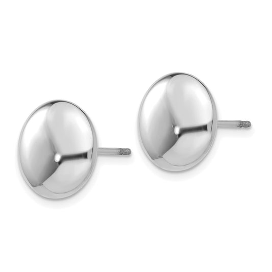 14K White Gold Polished 12mm Button Post Earrings