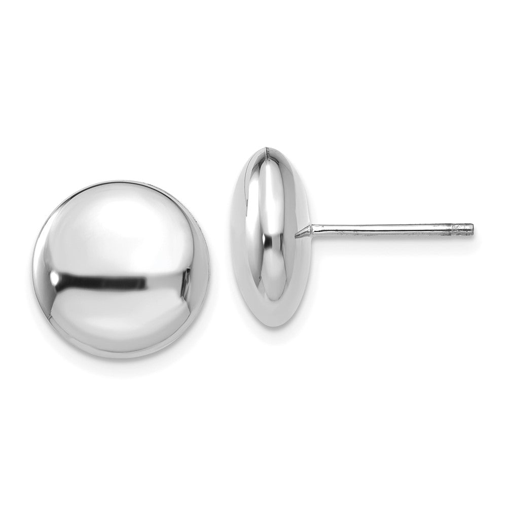 14K White Gold Polished 12mm Button Post Earrings