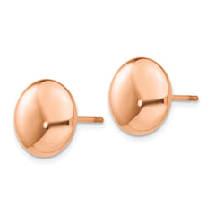 14K Rose Gold Polished 12mm Button Post Earrings