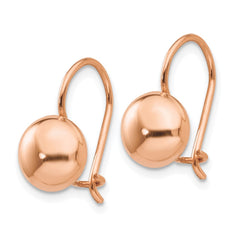 14K Rose Gold Polished 8mm Button Kidney Wire Earrings